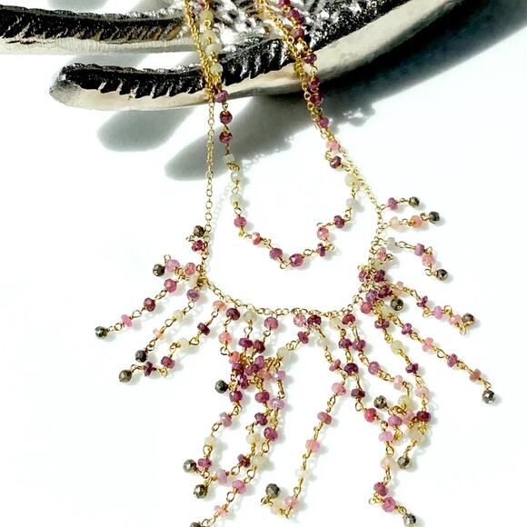 NEW Anthropologie x Ela Rae Freda 2 Layer Ruby Necklace - Picture 10 of 16